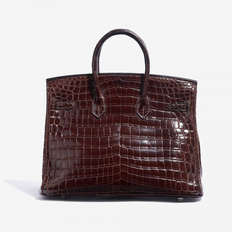 TÚI Hermès Birkin 25 Crocodile Niloticus Cocoan Silver Buckle khóa trắng