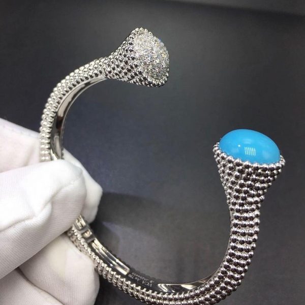 Vòng tay Van Cleef & Arpels Perlee Couleurs Turquoise vàng trắng 18K