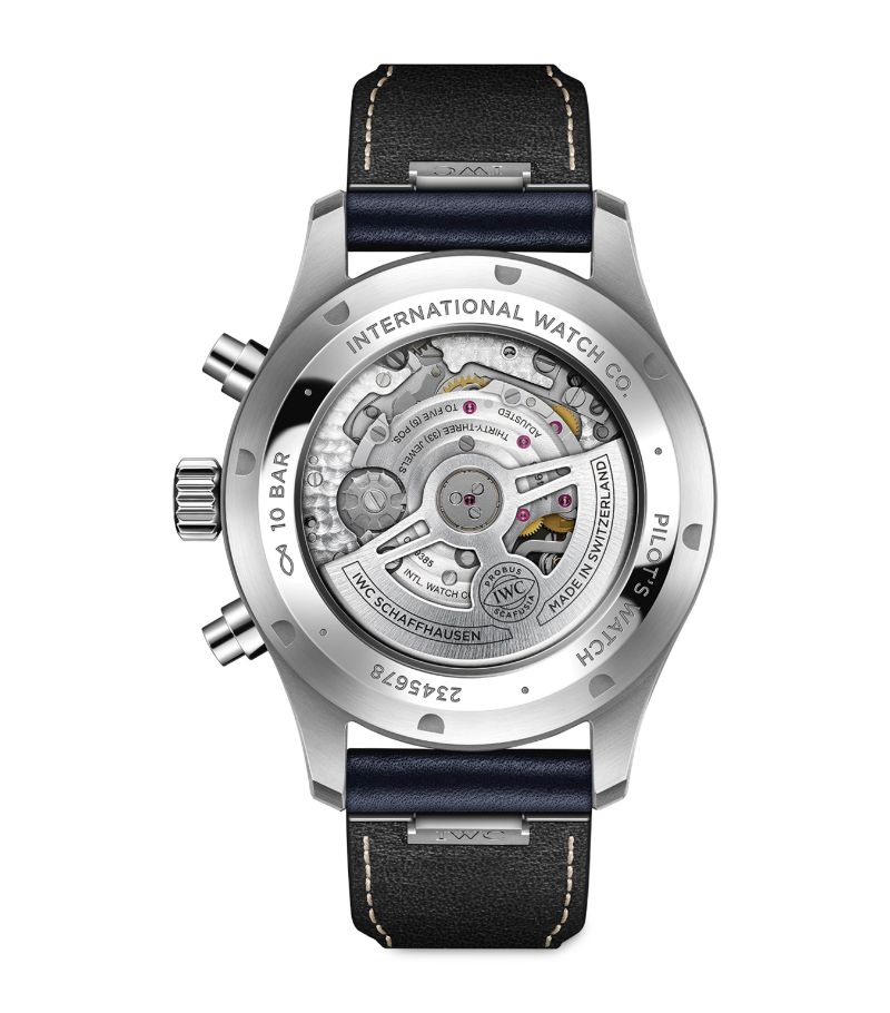 Đồng hồ IWC Stainless Steel Pilot's Chronograph mặt số màu xanh dương