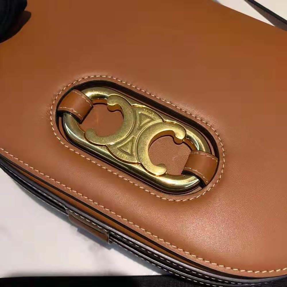 TÚI Celine Women Medium Maillon Triomphe Bag in Natural Calfskin-Brown