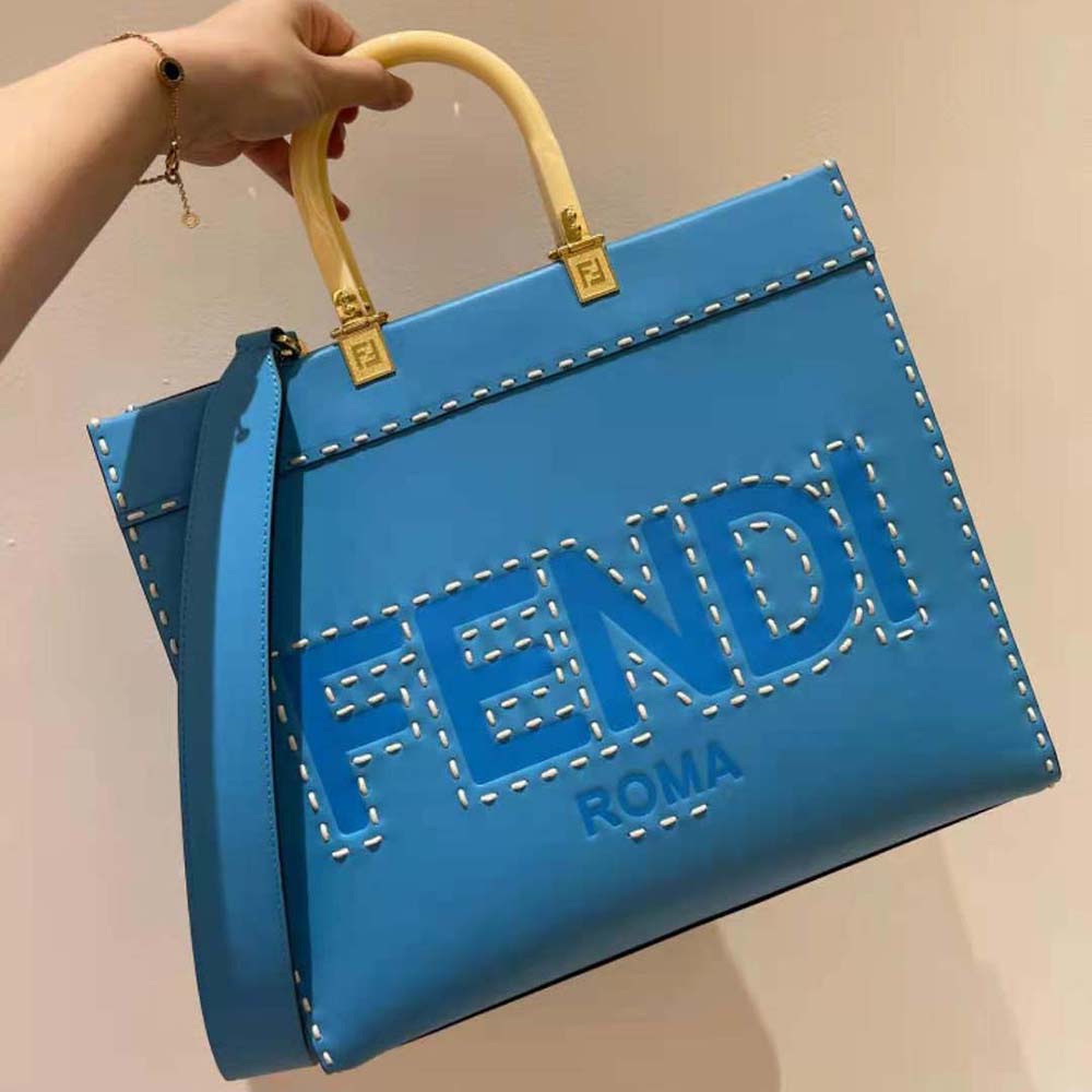 TÚI Fendi Sunshine Medium Leather Shopper-Blue