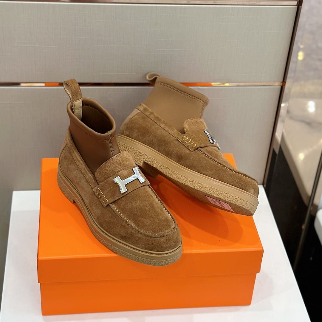 GIÀY HERMES SNEAKER HIGH SPORTS SUEDE BROWN