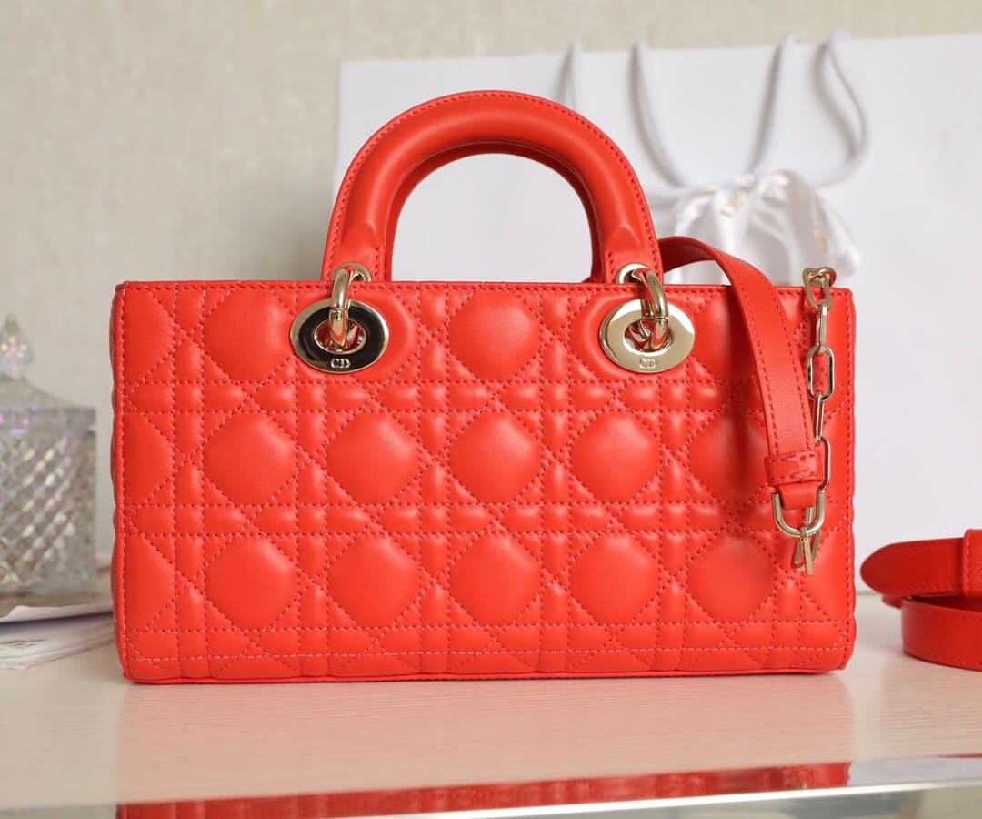 TÚI CHRISTIAN DIOR Lady D-Joy Bag Bright Orange Cannage Lambskin