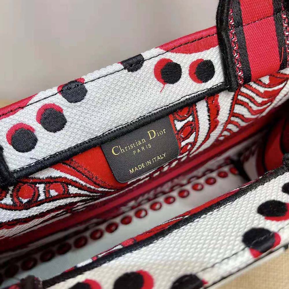 TÚI Dior Women Medium Dior Book Tote Latte Multicolor Cupidon Embroidery