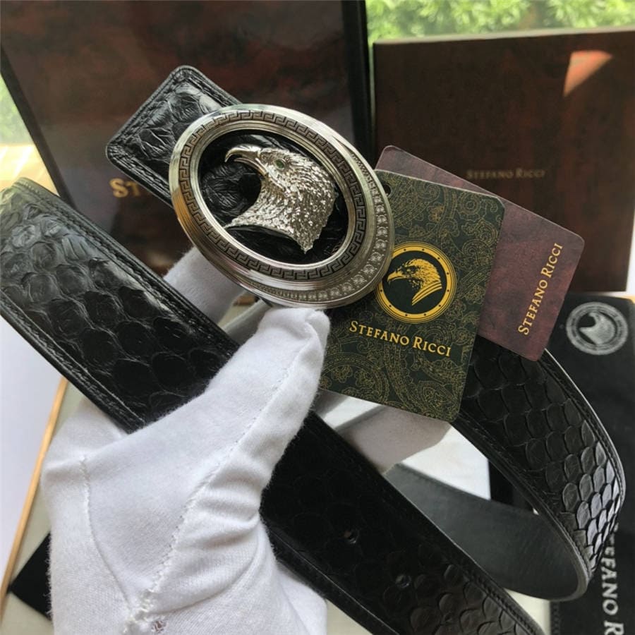 DÂY LƯNG STEFANO RICCI PYTHON LEATHER DA TRĂN Belt Khóa vàng