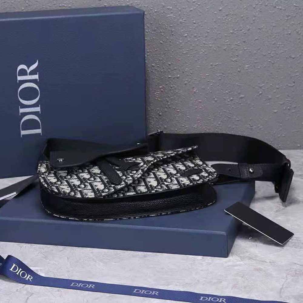TÚI Dior Saddle Pouch Dior Oblique Jacquard-Silver