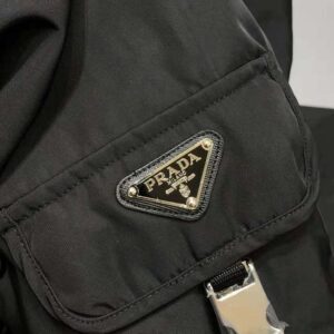 ÁO Prada Women Defined by an Oversized Fit and Large Patch Pocket with Strap Re-Nylon Shirt
