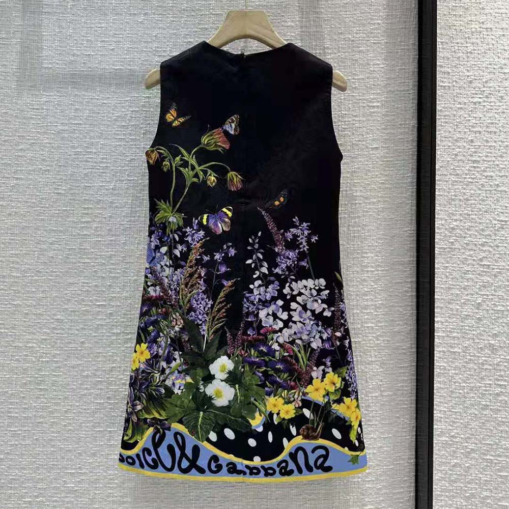 VÁY Dolce Gabbana D&G Rabbit-Print Brocade A-Line Dress