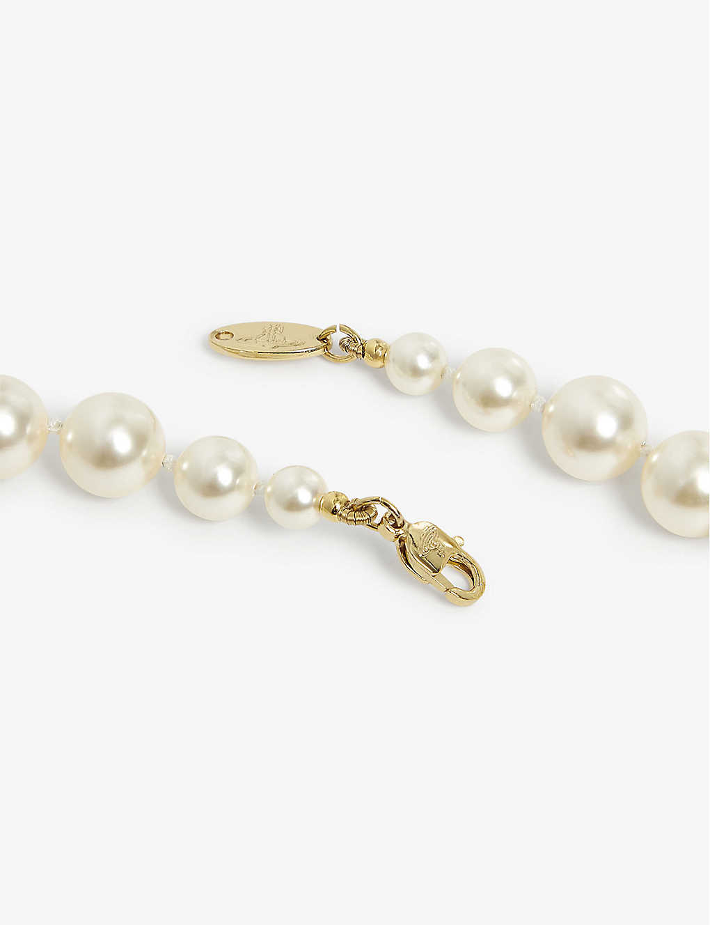 DÂY VIVIENNE WESTWOOD JEWELLERY Bas Relief yellow-gold tone brass, pearl and Swarovski crystal necklace
