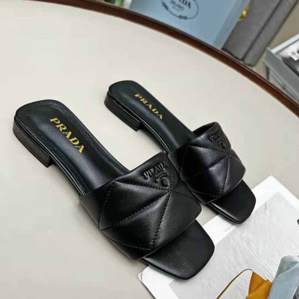 DÉP Prada Quilted Nappa Leather Sabots-Black