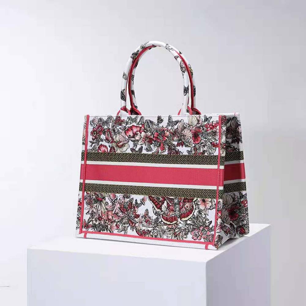 TÚI Dior Women Medium Dior Book Tote Multicolor Butterfly Embroidery