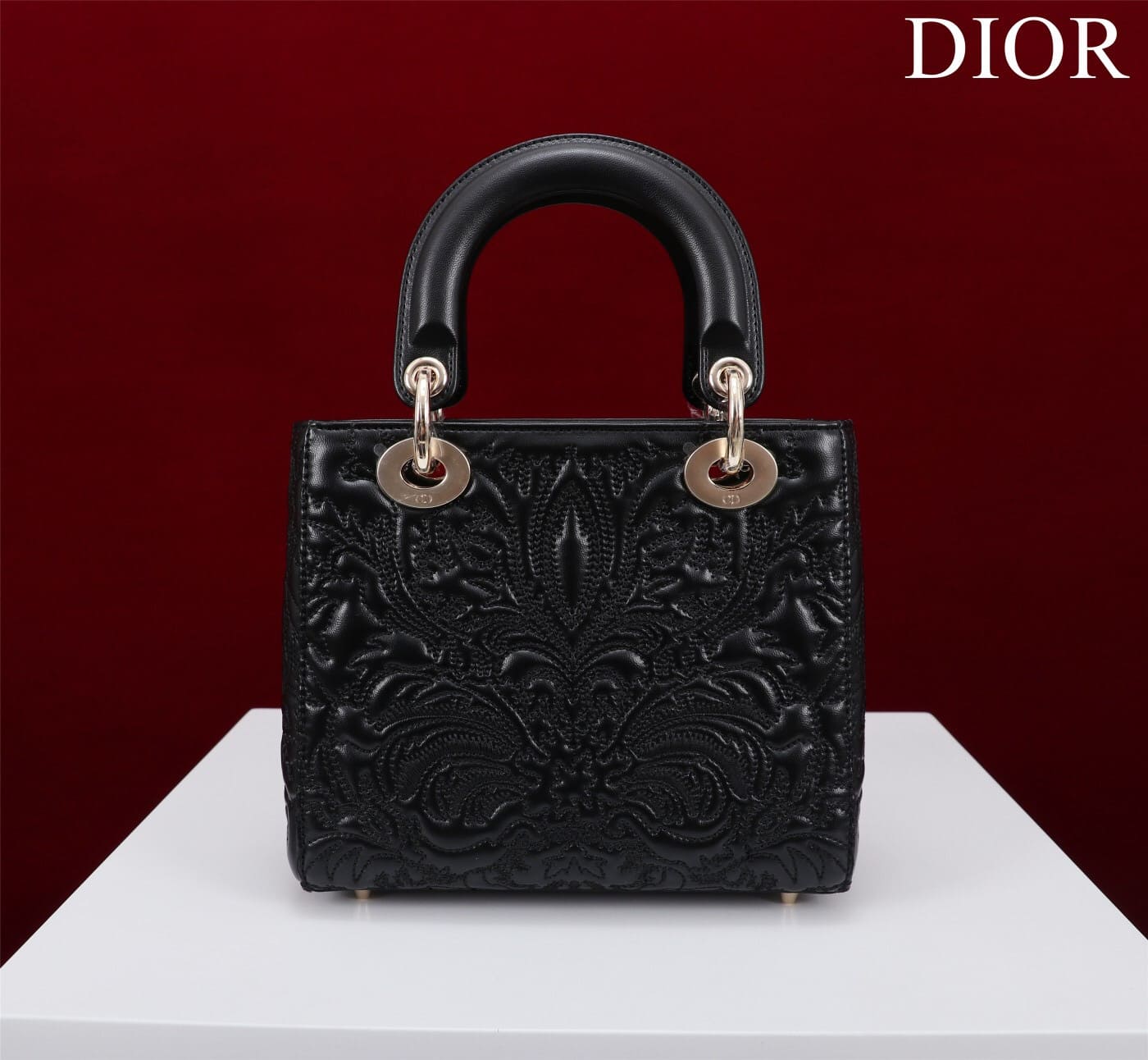 TÚI CHRISTIAN DIOR LADY DIOR Quilted-Effect Lambskin with Ornamental Motif Black