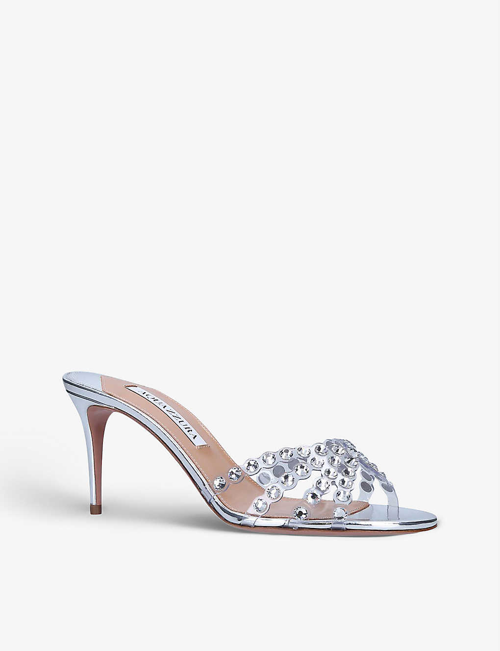 GIÀY AQUAZZURA Tequila crystal-embellished leather heeled mules