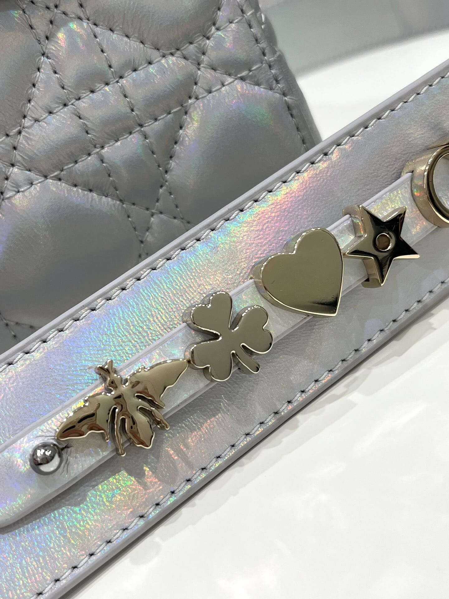 TÚI CHRISTIAN DIOR LADY DIOR Cannage Calfskin Pearl ánh trai