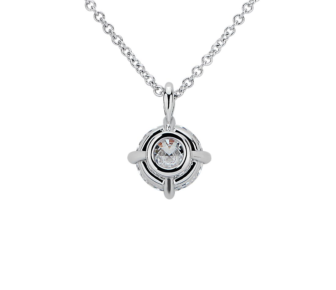 Dây chuyền vàng trắng 18K Au750 Moissanite Diamond  Round Solitaire Pendant Necklace