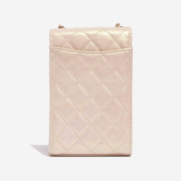 TÚI Chanel Phone Holder Lamb Metallic Pearl White