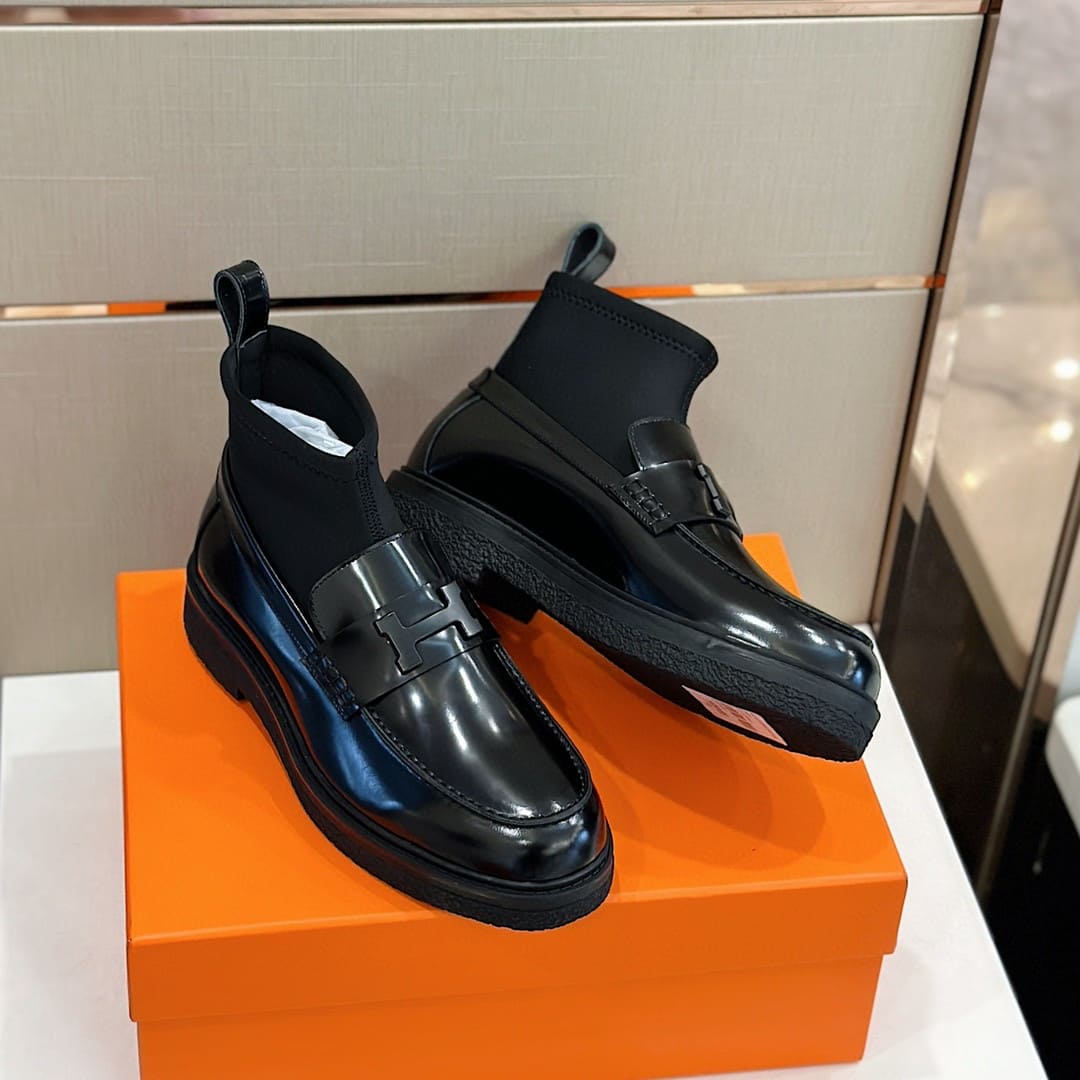 GIÀY HERMES SNEAKER HIGH SPORTS CALFSKIN BLACK