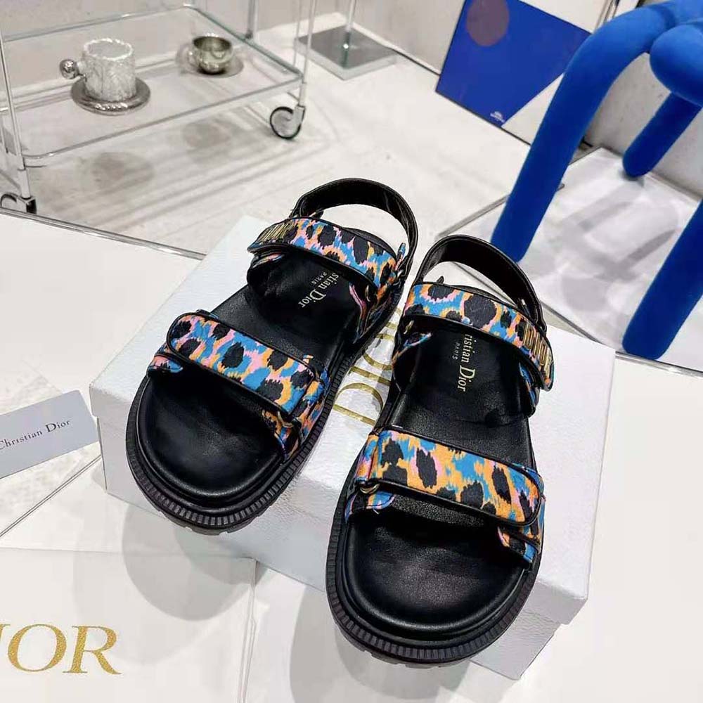 DÉP SANDAL DIOR Dioract Sandal Blue Multicolor Mizza Printed Silk