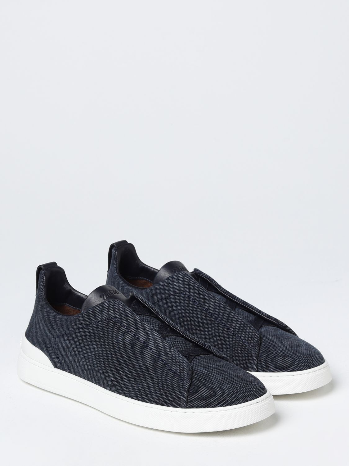 GIÀY ERMENEGILDO ZEGNA Triple Stitch low-top leather canvas trainers
