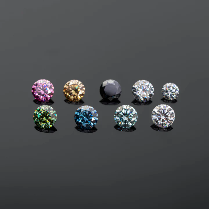 KIM CƯƠNG Round Hearts and Arrows Cut Natural Grey Loose Moissanite Stone