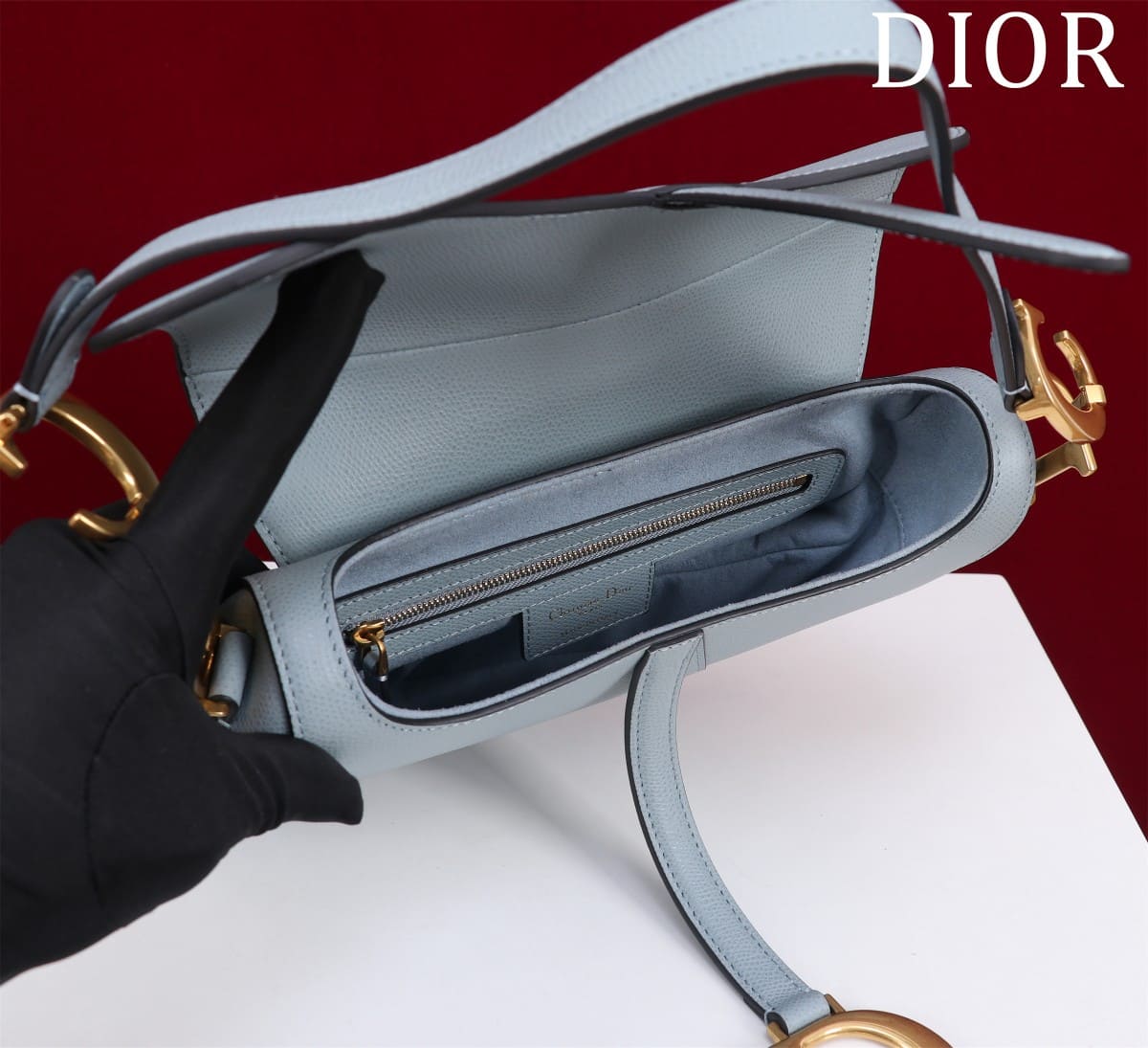 TÚI Dior Women Saddle bag in Calfskin-Blue Top Quality