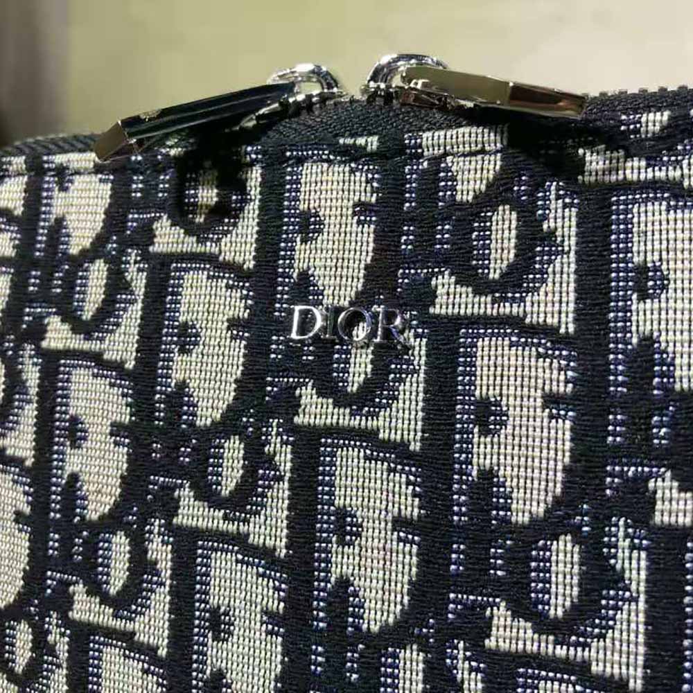 TÚI Dior Pouch with Shoulder Strap Beige and Black Dior Oblique Jacquard