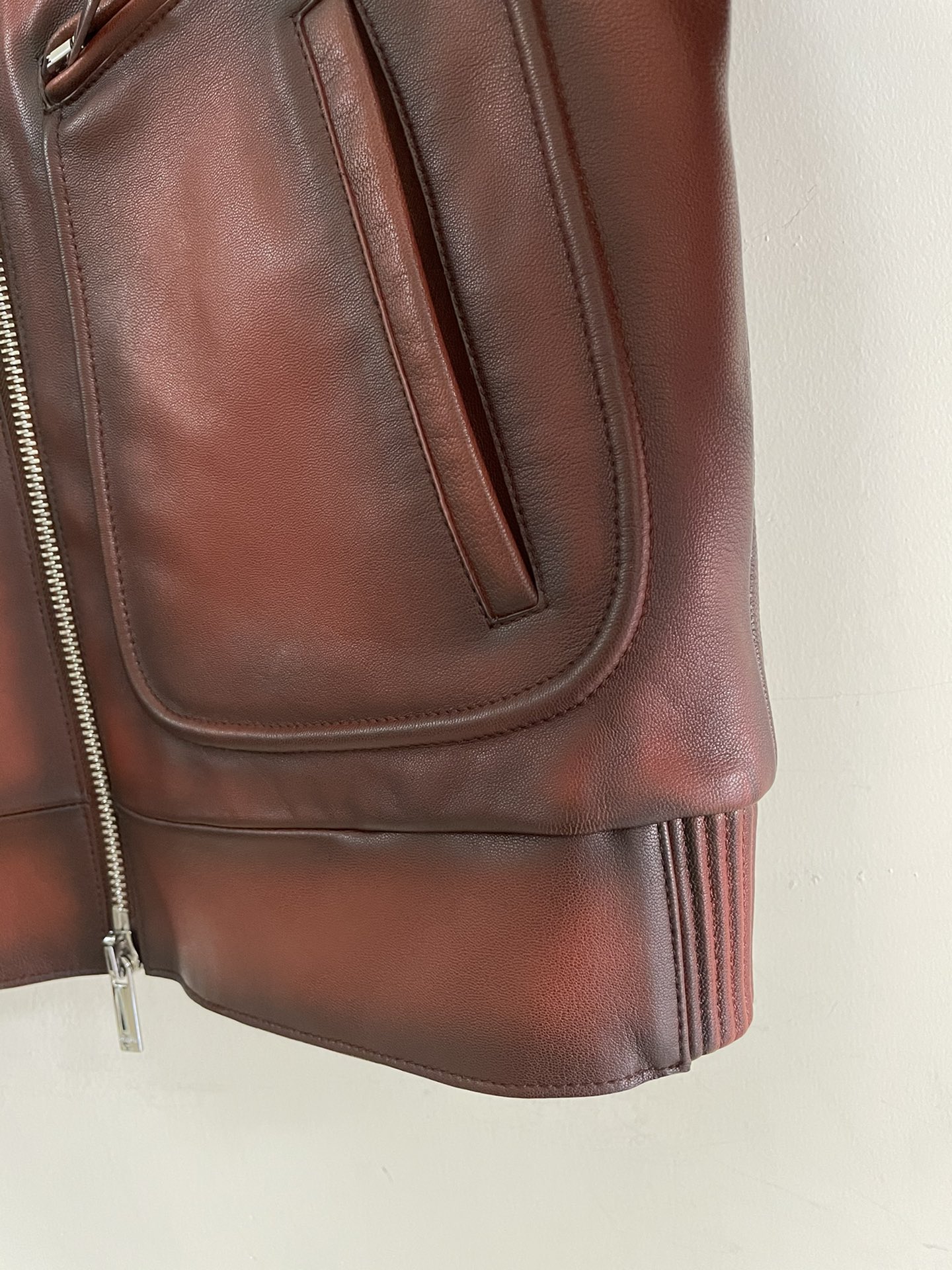 ÁO BERLUTI LEATHER JACKET COGNAC