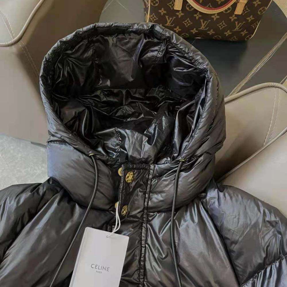 ÁO Celine Women Triomphe Down Jacket in Lightweight Nylon-Black