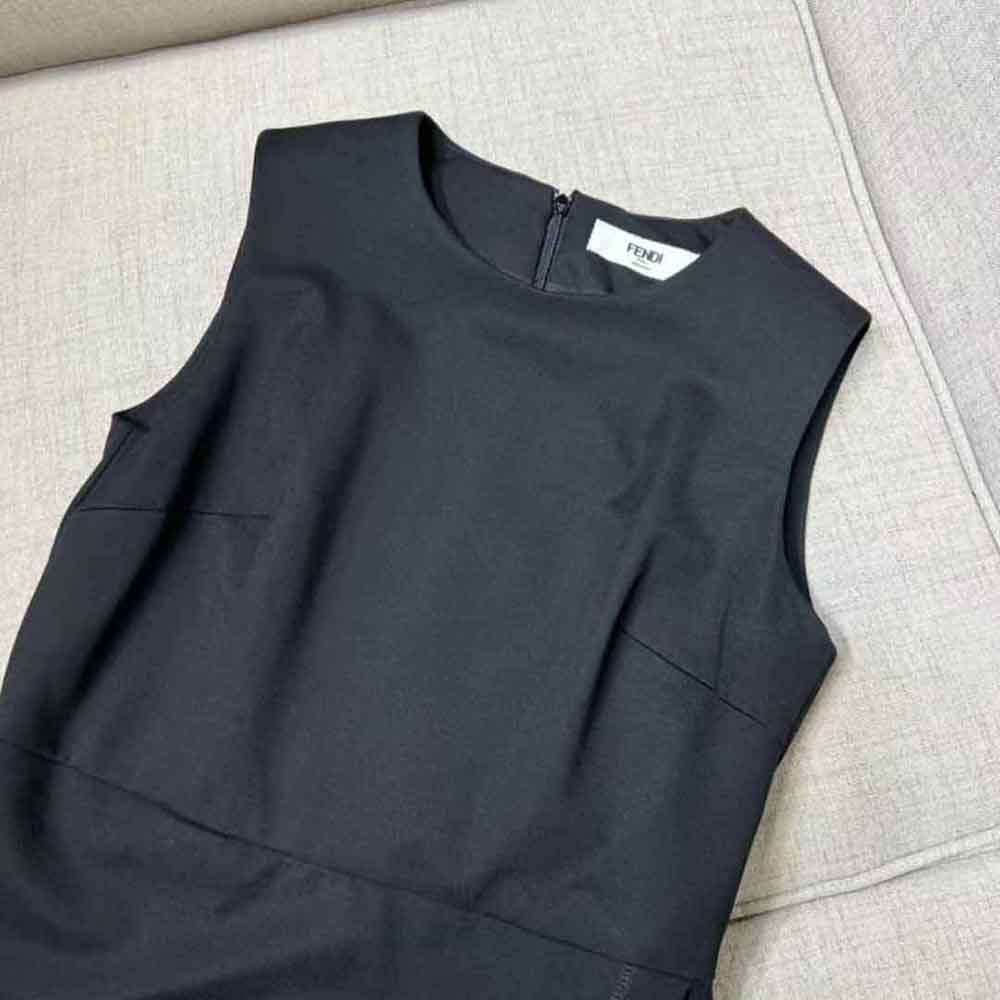 Váy Fendi Midi-Length Sheath Black Pique Jersey Dress