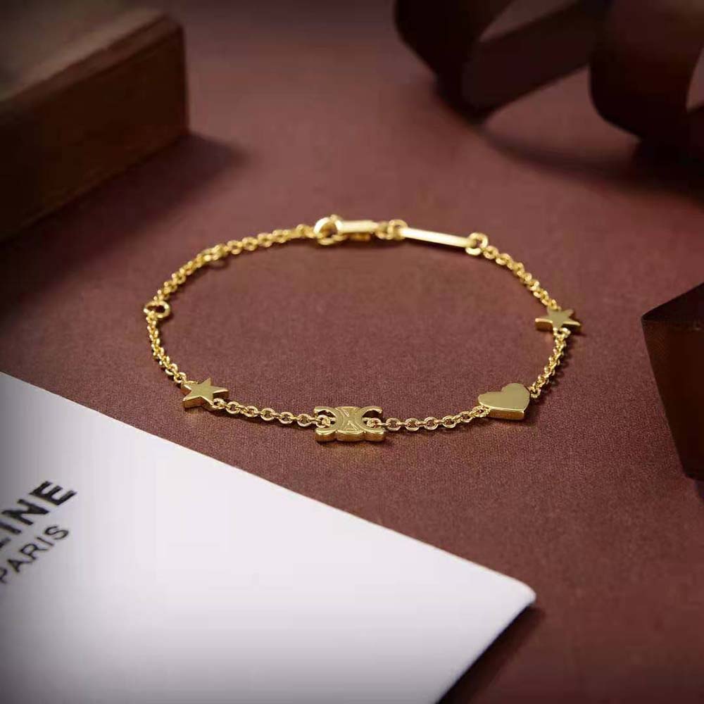 DÂY Celine Women Maillon Triomphe Multi Motifs Bracelet in Brass with Gold Finish