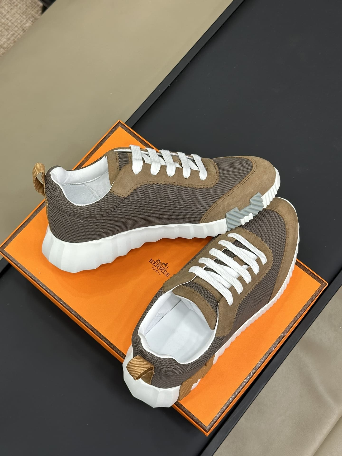 GIÀY HERMES BOUNCING SNEAKER LOW SPORTS BROWN