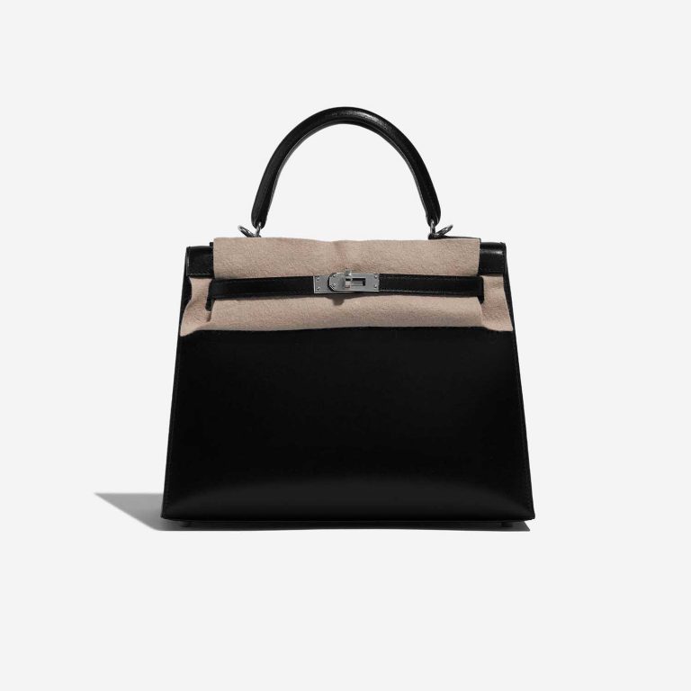 TÚI Hermès Kelly 25 Box Black Silver Buckle khóa trắng