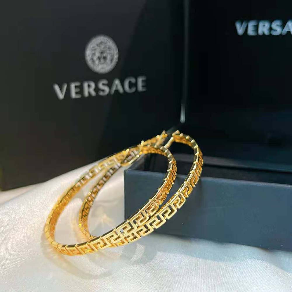 BÔNG TAI Versace Women Large Greca Hoop Earrings-Gold