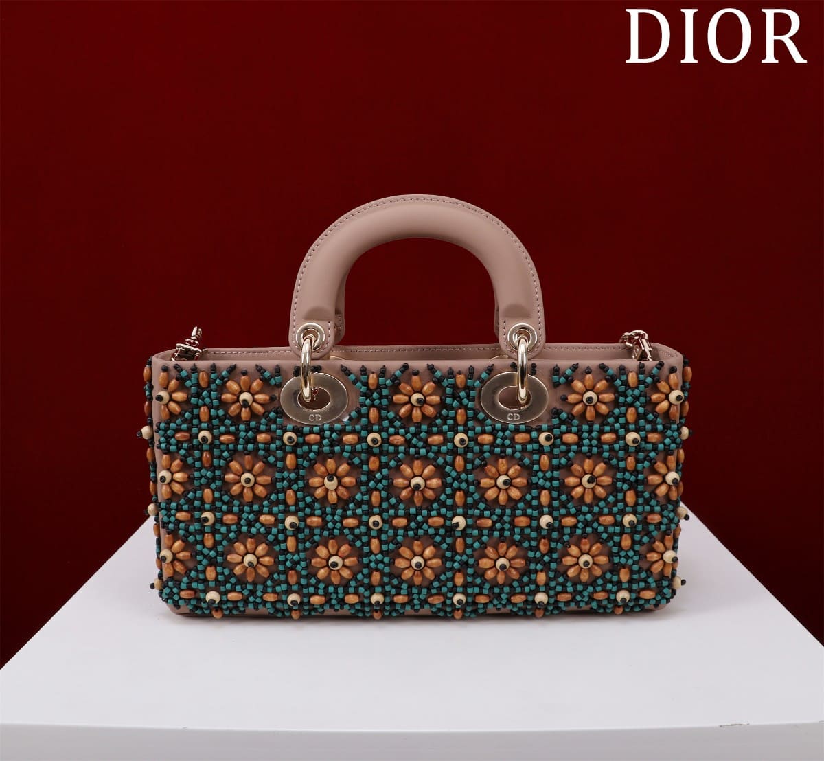 TÚI CHRISTIAN DIOR Lady-Joy embroiders wooden beads hạt gỗ