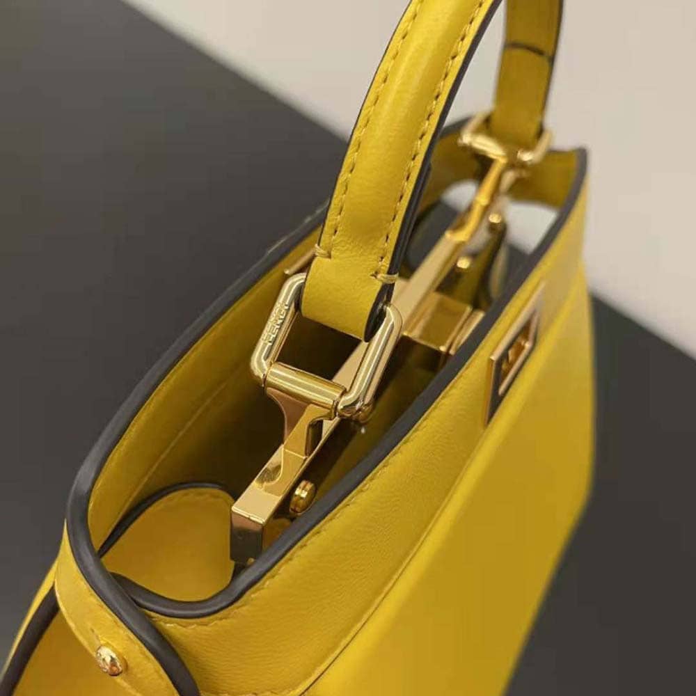 TÚI Fendi Women Peekaboo ISeeU Petite Yellow Padded Nappa Leather Bag