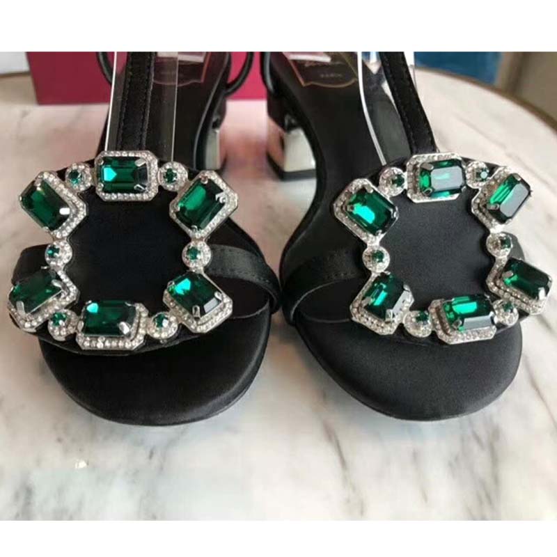 DÉP SANDAL Roger Vivier Podium Crown Jewels Sandals 5cm Heel-Black