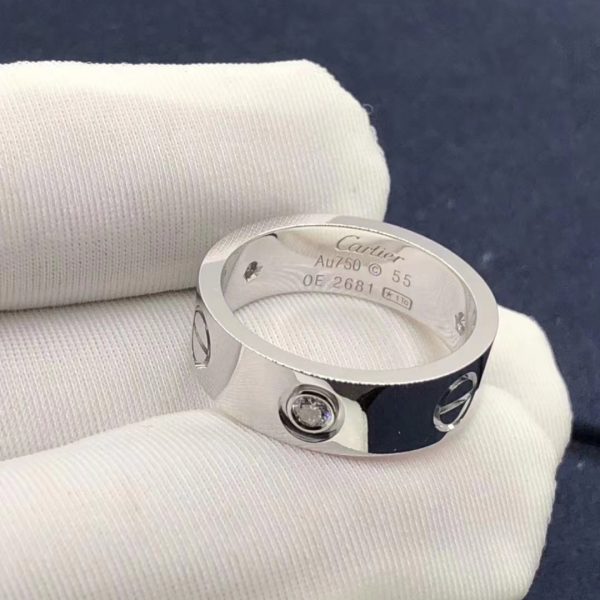 Nhẫn Cartier Love 5.5mm kim cương Band vàng trắng 18K