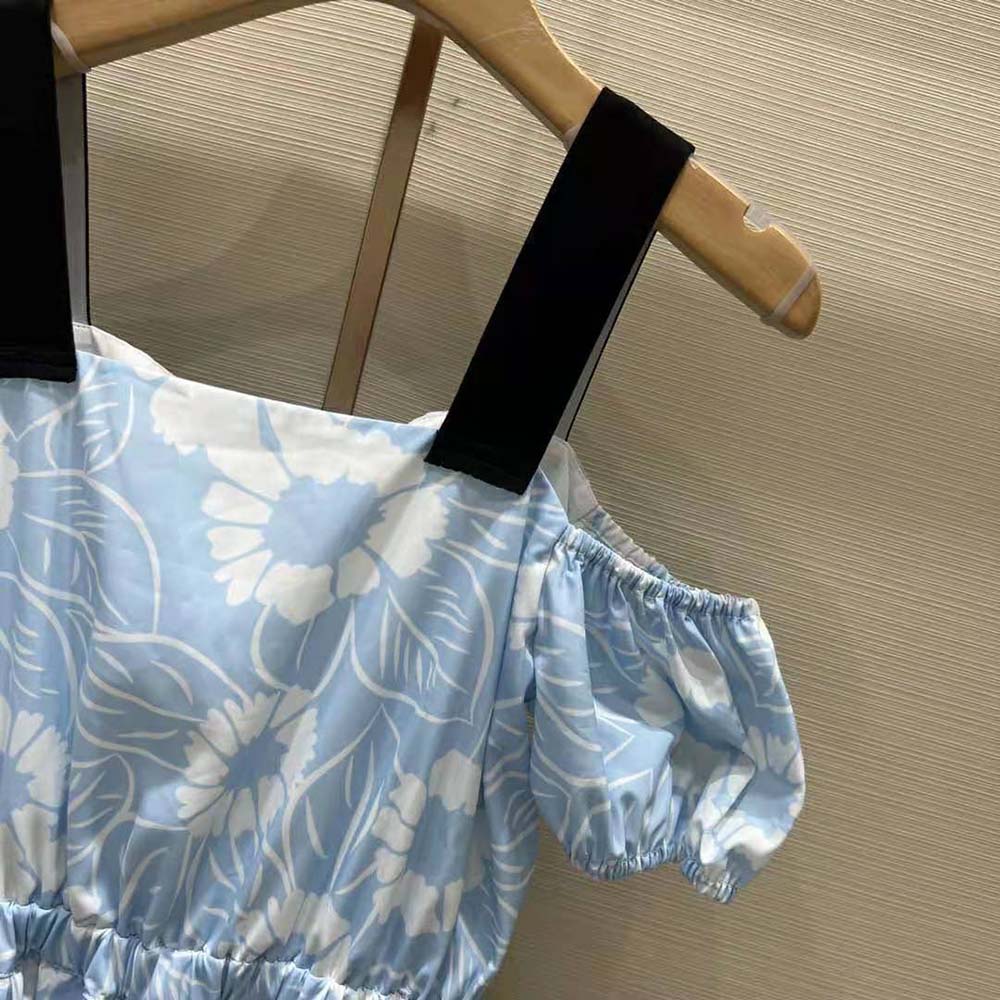 Váy Prada Printed Poplin Dress-Blue