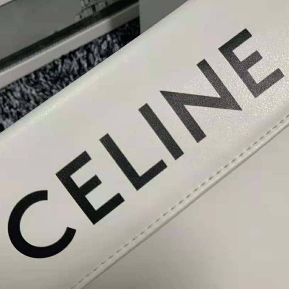 TÚI Celine Women Triangle Bag in Smooth Calfskin with Celine Print-White