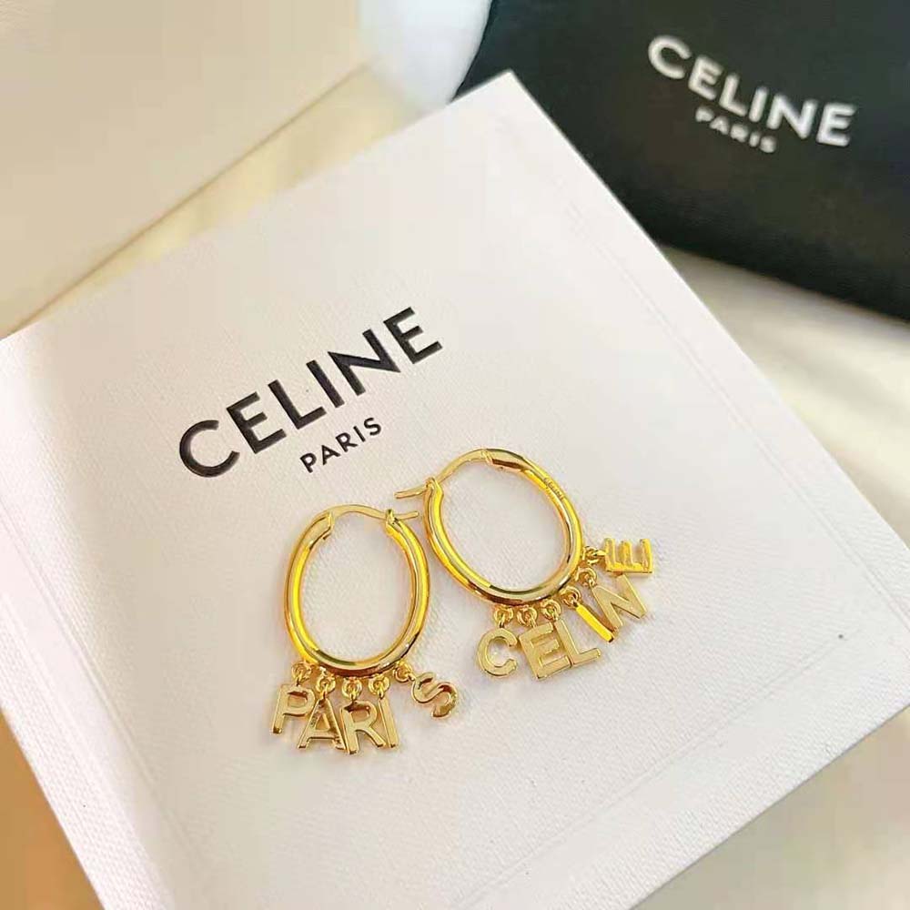 BÔNG TAI Celine Women Paris Hoops in Brass with Gold Finish