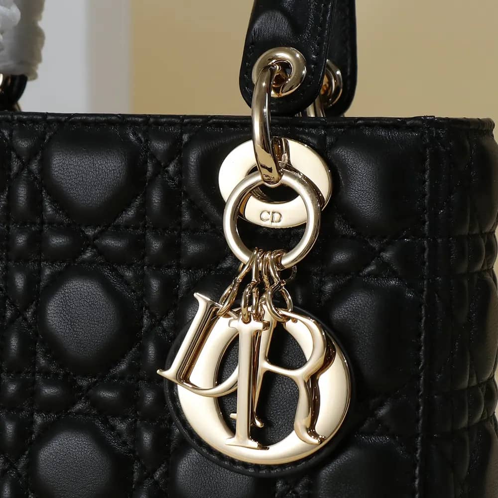 TÚI Dior Small Lady Dior My ABC Dior Bag Black Cannage Lambskin da cừu