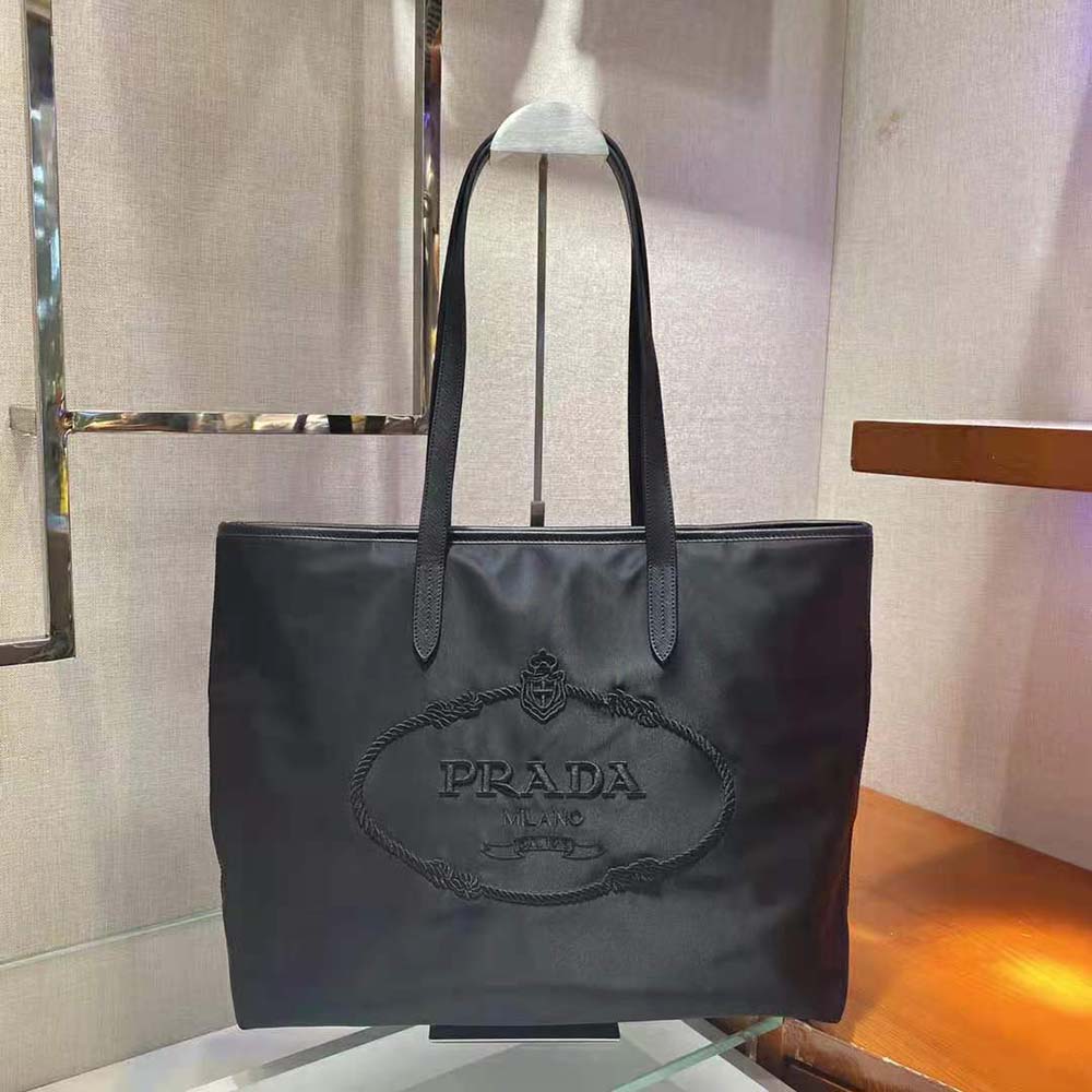 TÚI Prada Nylon Tote with Embroidered Logo