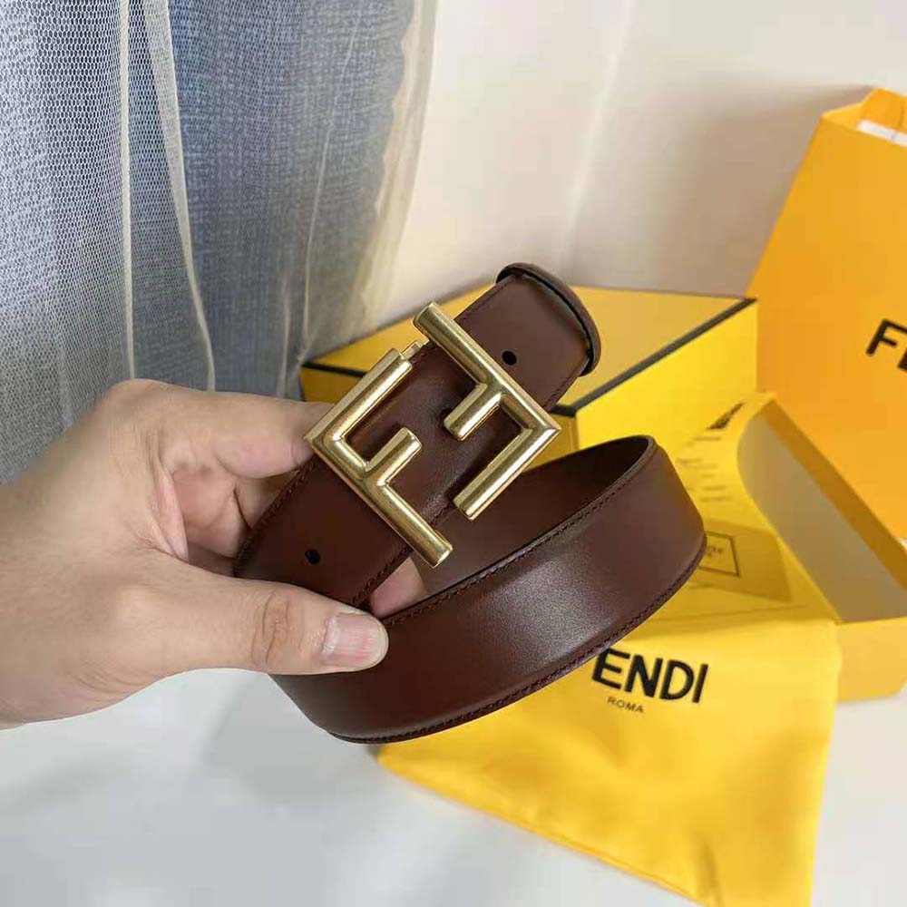 DÂY LƯNG Fendi Belt with Loop and FF Stud Buckle-Black