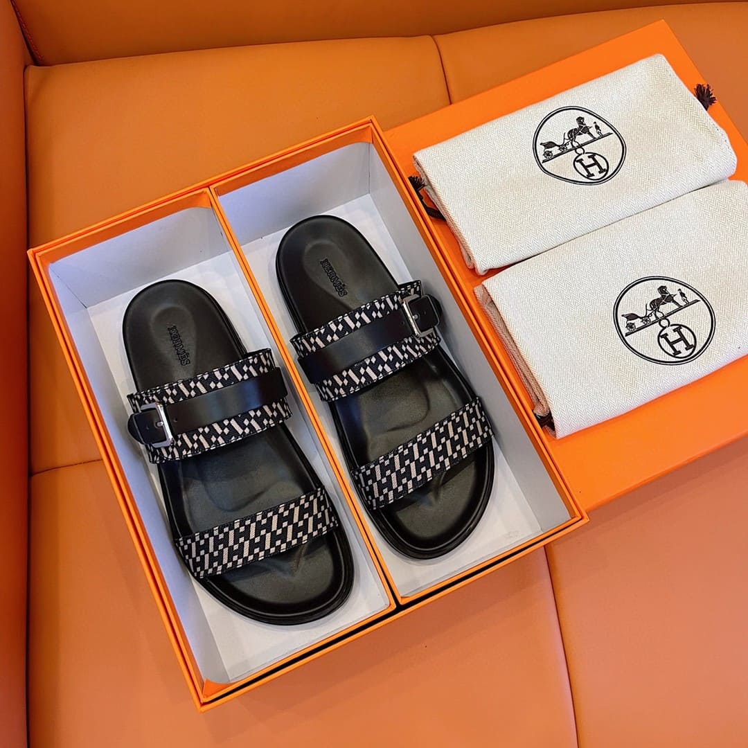 DÉP HERMES BLACK H SANDAL AAA