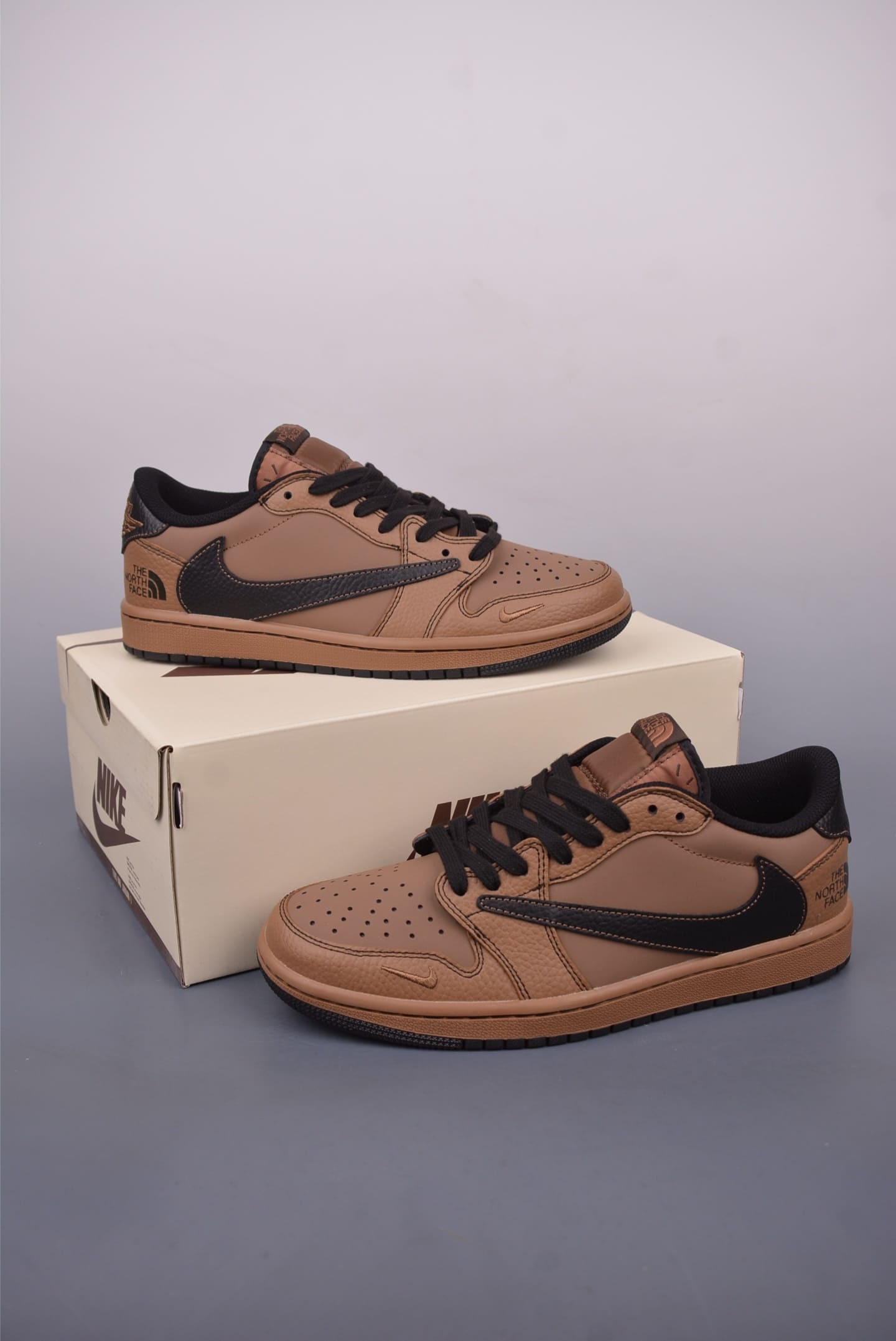 GIÀY THE NORTH FACE TRAVIS SCOTT X AIR JORDAN 1 LOW TAUPE TOP QUALITY SHOES AAA