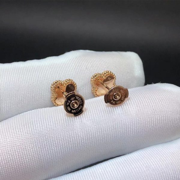 Bông tai Van Cleef & Arpels Carnelian Sweet Alhambra Earstuds vàng hồng 18K