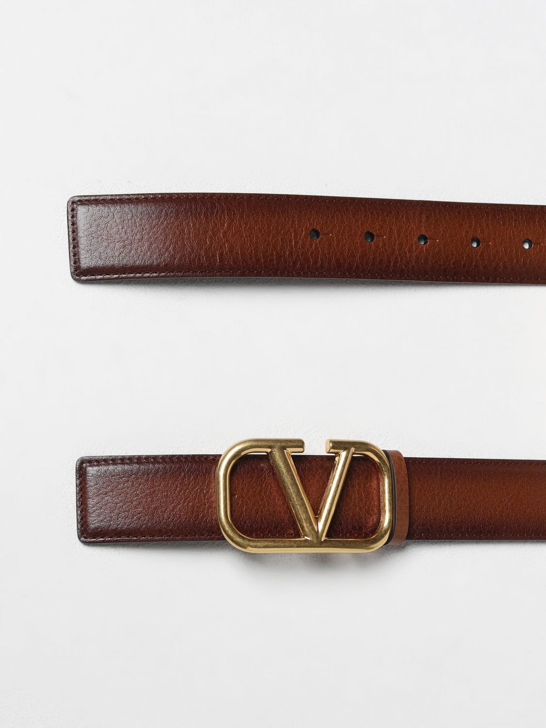 DÂY LƯNG VALENTINO GARAVANI V LOGO Brown leather