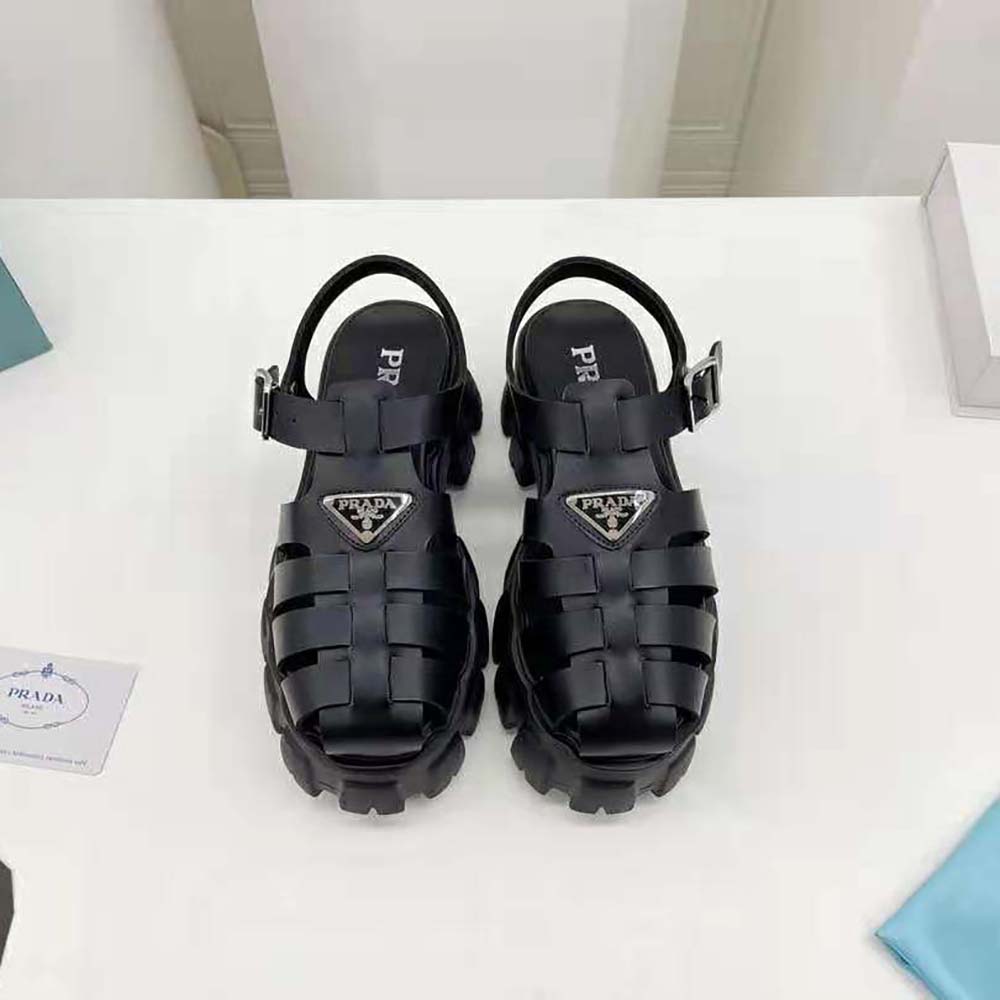 DÉP SANDAL PRADA Rubber Sandals in 55 mm Heel Height-Black