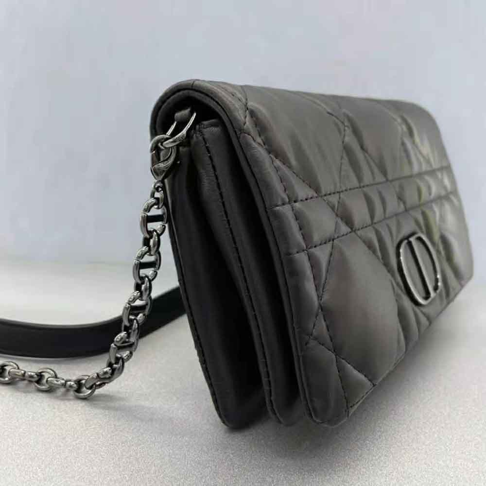 TÚI Dior Women Caro Macrocannage Pouch Black Quilted Macrocannage Calfskin