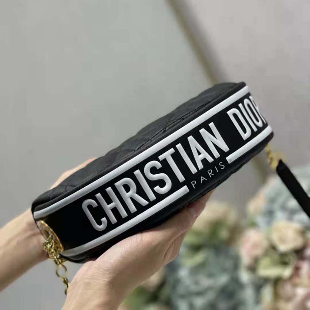 TÚI Dior Women Small Dior Vibe Hobo Bag Black Cannage Lambskin